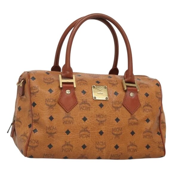 MCM Logogram Vicetos Hand Bag PVC Leather Brown Gold - Picture 1 of 15
